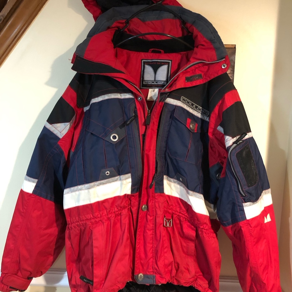 EUC COULOIR Ski Snowboarding Jacket Men's XL 46 Red/ Blue Insulated Winter Gear